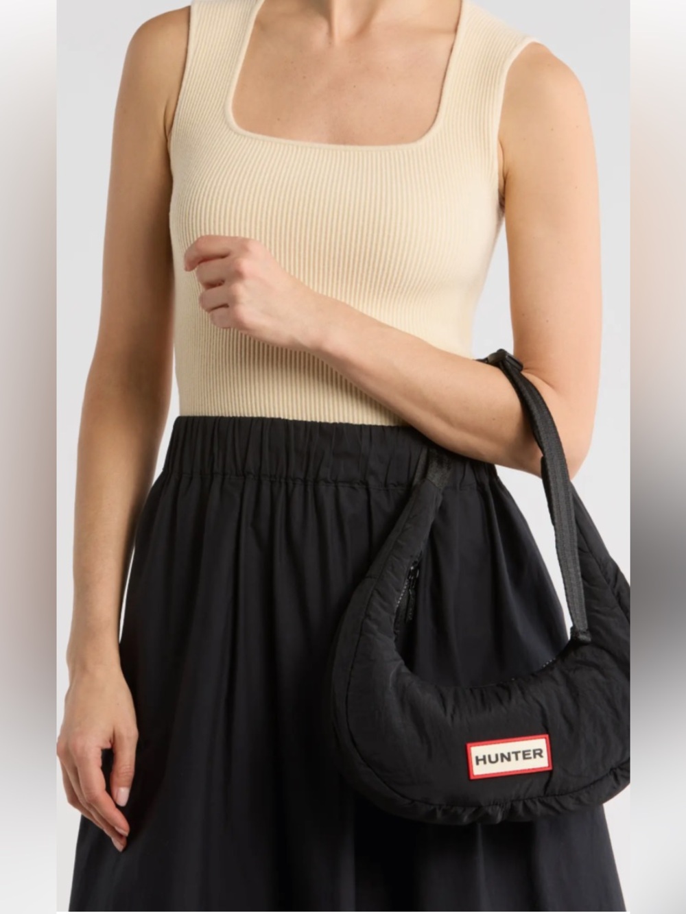 New Hunter Luna Mini Shoulder Bag Black Nylon Water Resistant Travel Summer